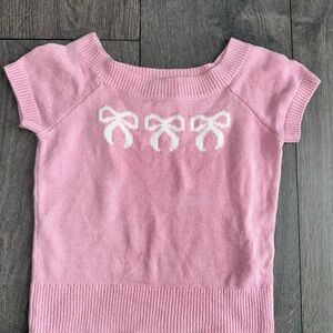 Abercrombie Kids Pink Knit Tee with White Bows